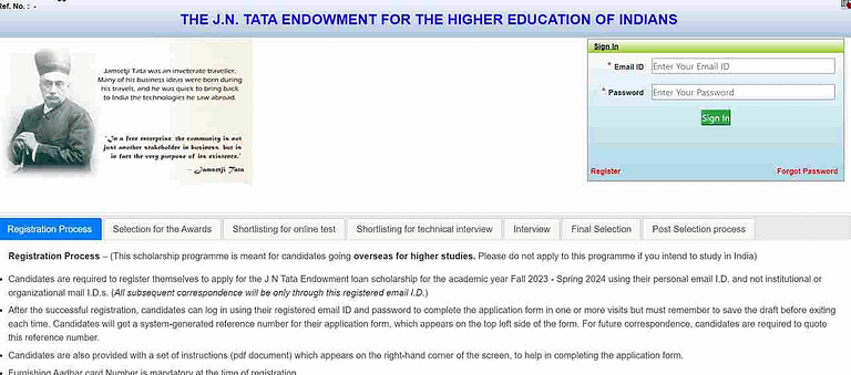 Application Process for JN Tata Endowment Loan Scholarship